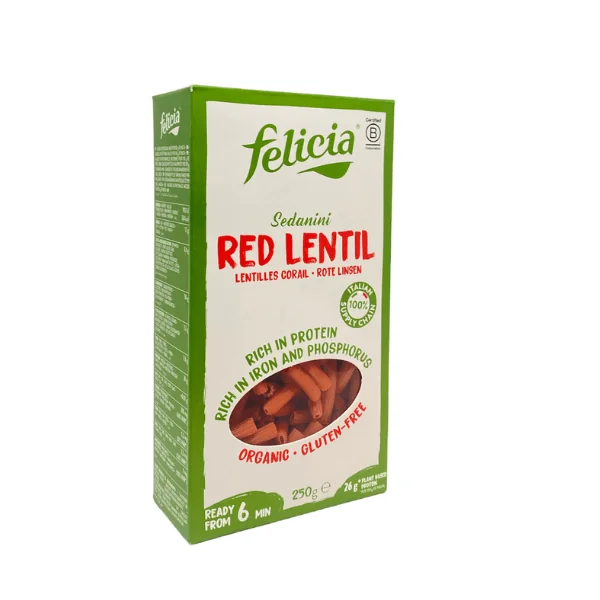 פליסיה פסטה אורגנית 100% עדשים אדומות