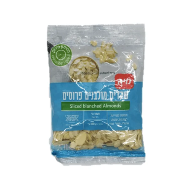 מיה שקדים מולבנים פרוסים בקופסא