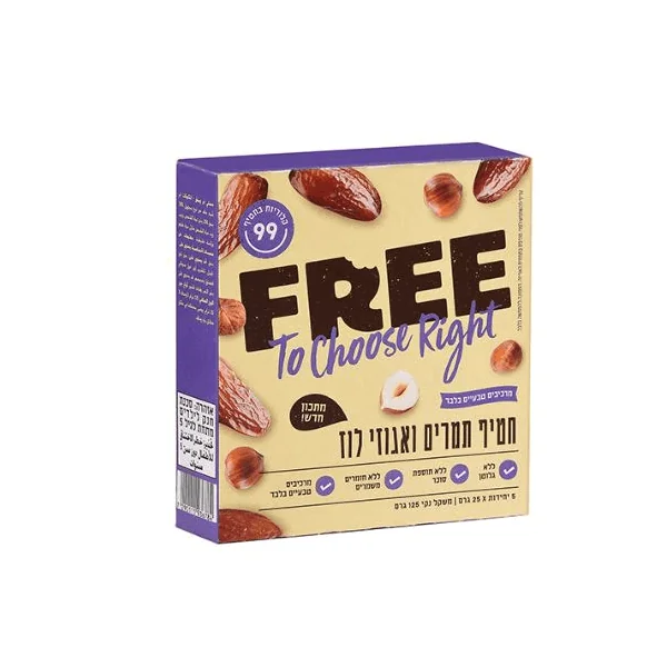 FREE חטיף תמרים ואגוזי לוז