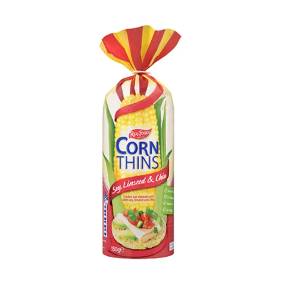 Real foods פריכיות תירס עם זרעי פשתן וצ'יה