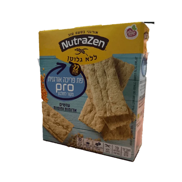 Nutrazen פת פריכה אורגנית פרו עדשים אדומות וחומות